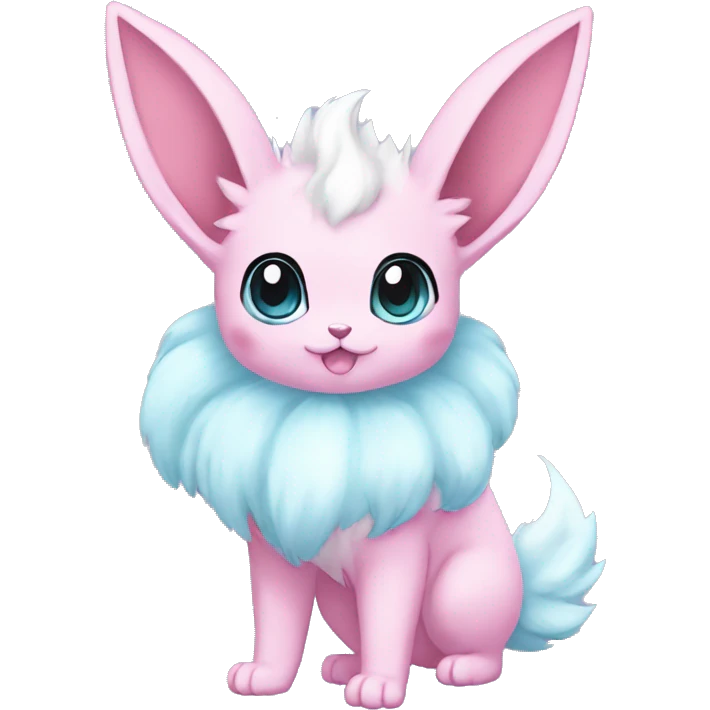 Kawaii Pastel Cotton-Candy-Colore Eeveelution-Cute-Pokémon-fusion full body emoji