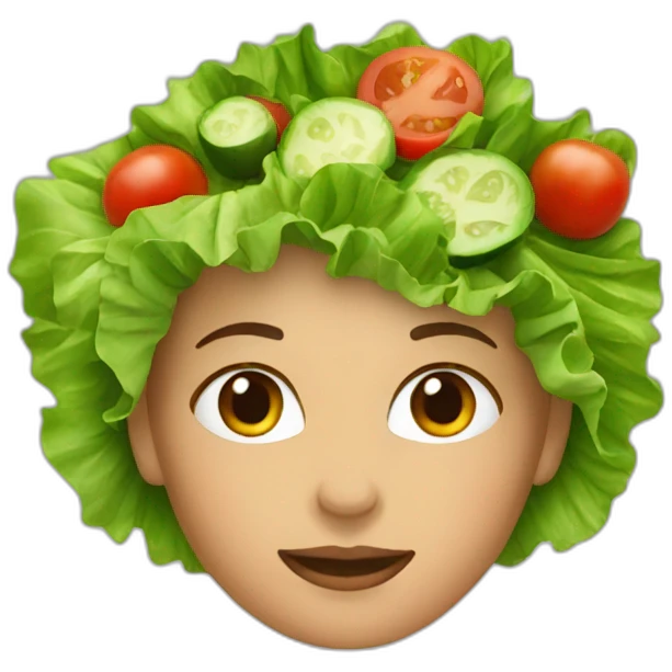 Woman with a salad on head emoji
