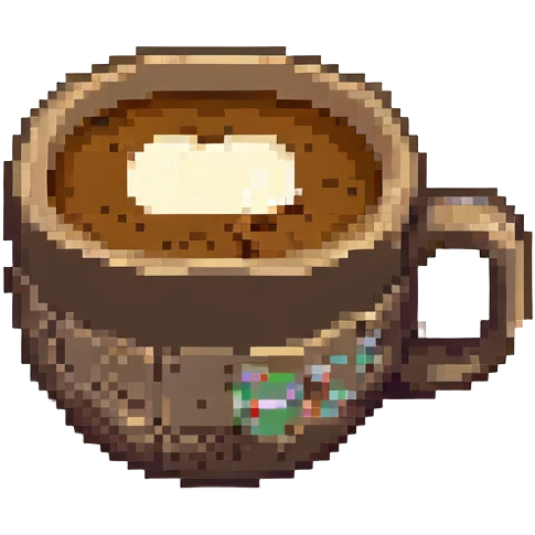 8-bit pixel art emoji,coffee in a coffee cup, no labels emoji