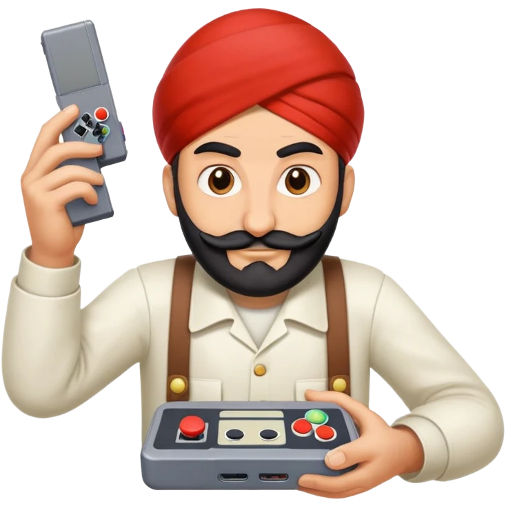 Sardar playing Nintendo 1942 game emoji