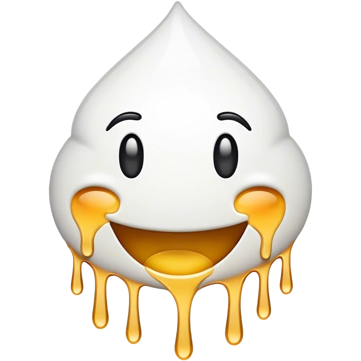 Smiling emoji dripping white emoji