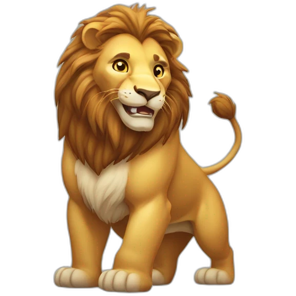 Happy lion (robust and muscular build, showcasing its strength and dominance. - Its fur will be a rich golden color) emoji