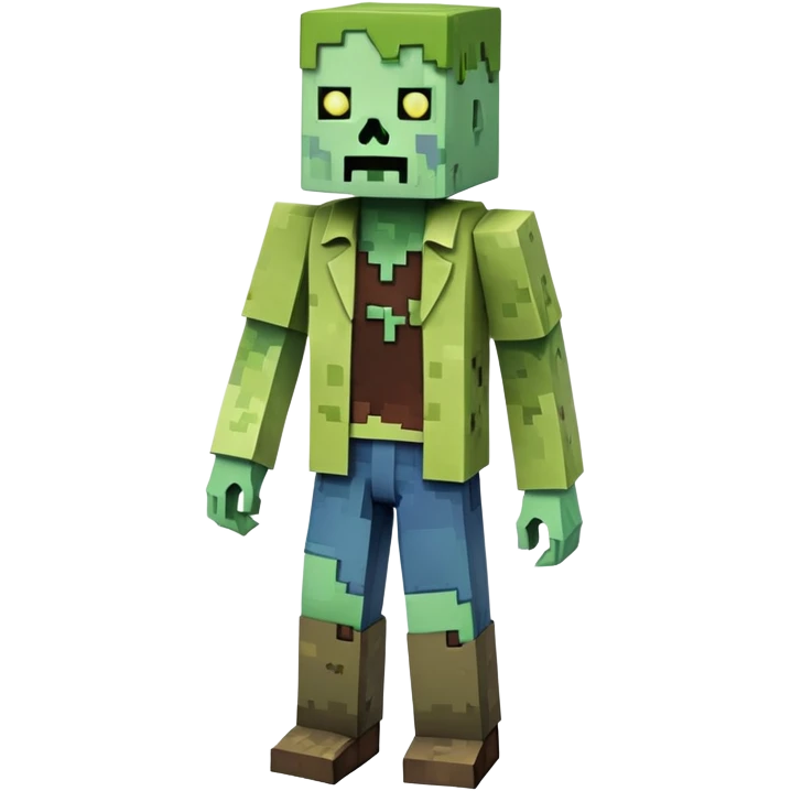 Minecraft Zombie full body, green blocky undead character emoji