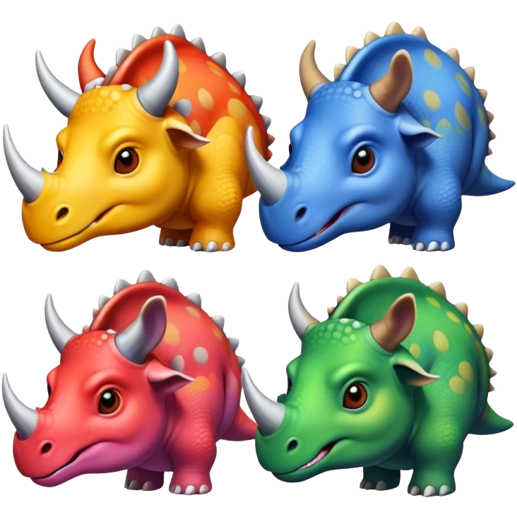 faces of different triceratops emoji