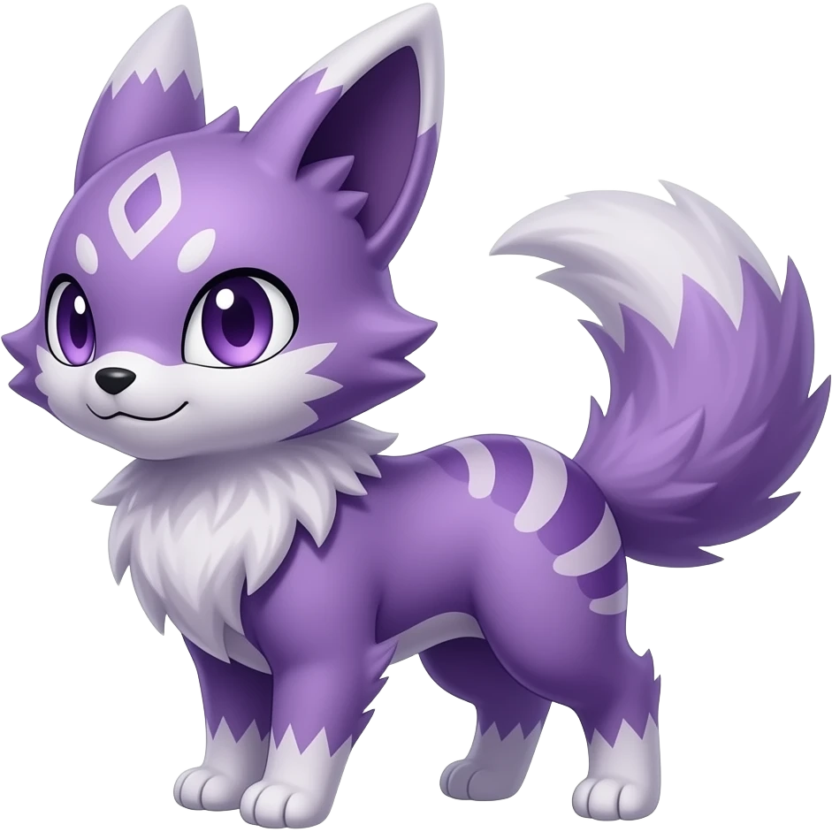 Realistic shiny Wisteria-colored Demonic Furret-Umbreon-Noibat-Litten-Zorua-Pokémon-Fakémon-hybrid emoji