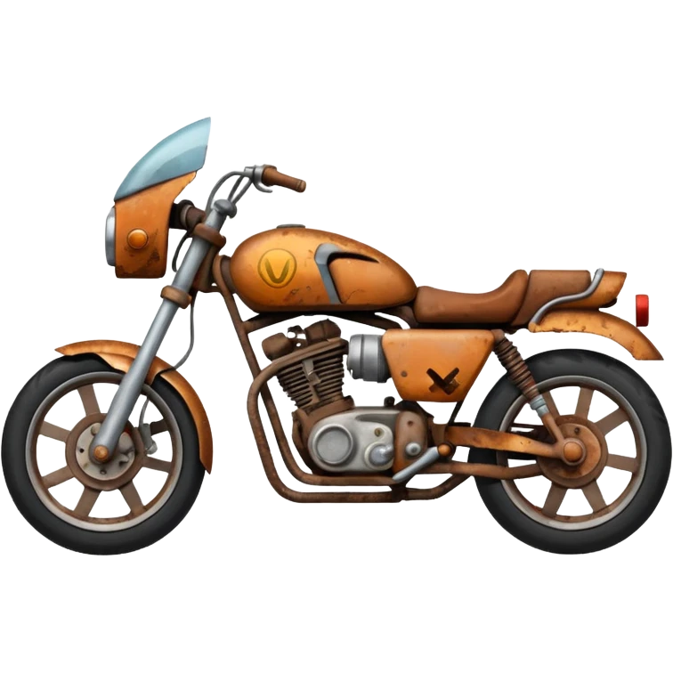 Damaged motorbike there should be no front wheel it should be like junk  emoji