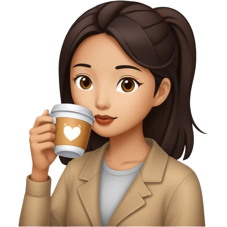 asian girl drinking coffee emoji