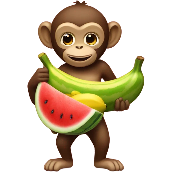 Monkey holding a banana and watermelon  emoji