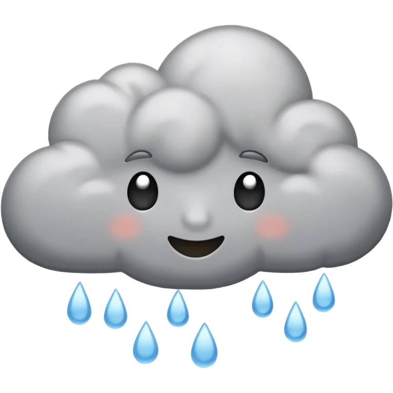emoji of grey cloud is raining, (without faces) emoji