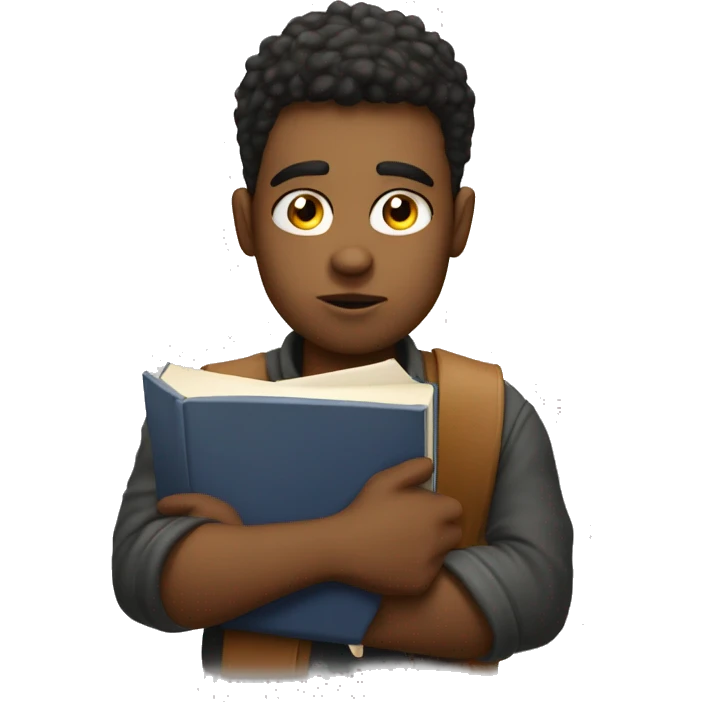highly bored demotivated young student holding book emoji