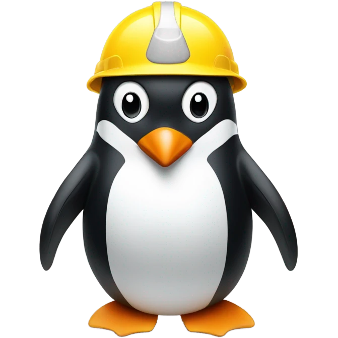 Penguin with a hard hat on emoji