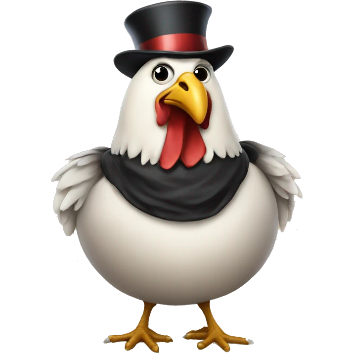 big fat chicken with a tophat emoji
