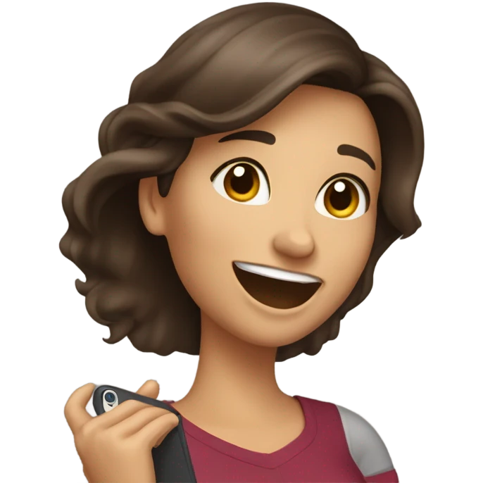 Brunette Girl taking selfie with her phone emoji