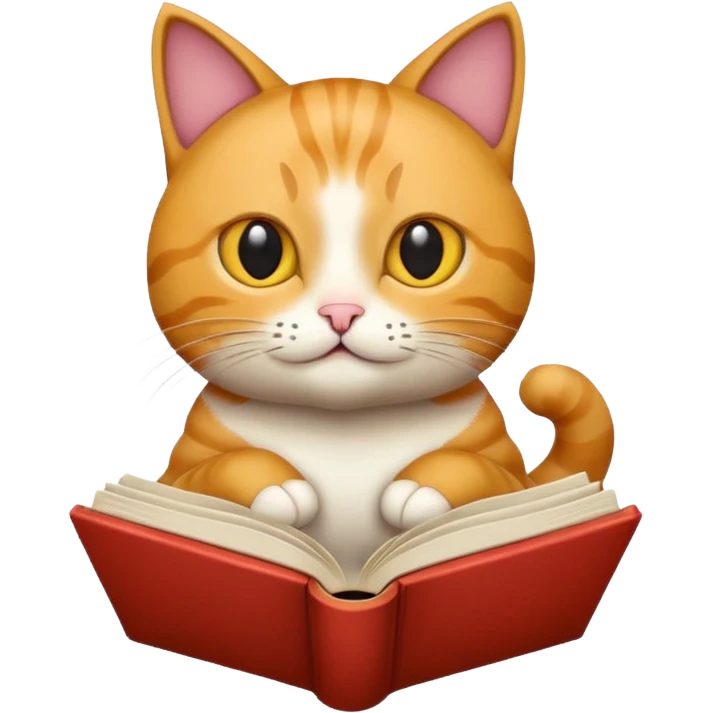Cat reading book emoji