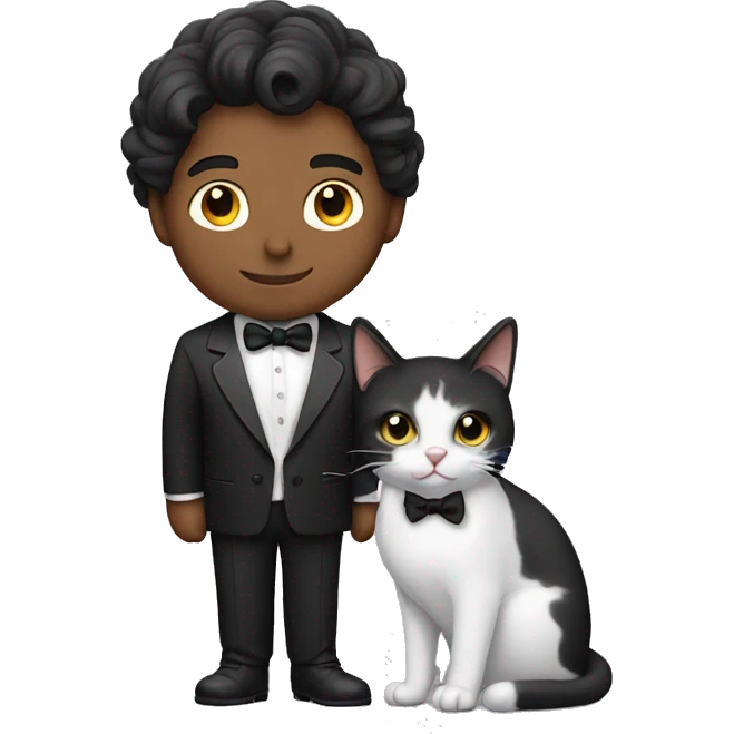 Guy with tuxedo cat  emoji