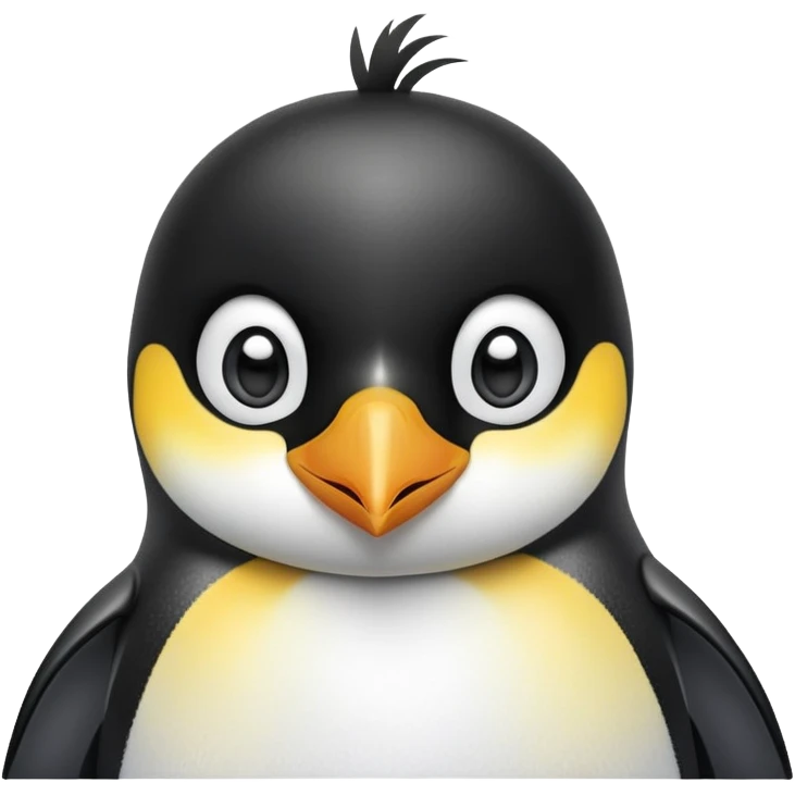 cinematic-cute-emperor-penguin-portrait-emoji,-head-tilted-playfully-and-inquisitively,-with-glossy,-pristine-plumage-accented-by-a-bright-beak-and-round,-sparkling-eyes-filled-with-curiosity,-simplified-yet-irresistibly-adorable-features zoomed into the face emoji