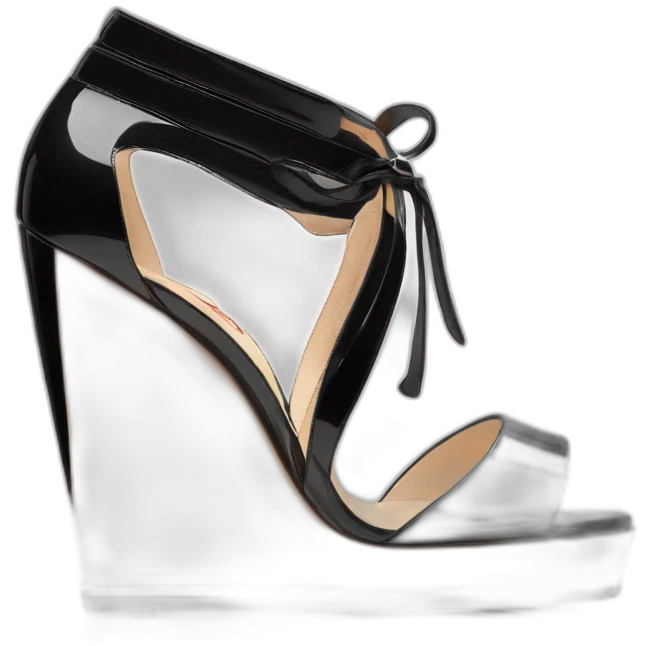 WEDGE heel LOUBOUTIN black leather PATENT emoji