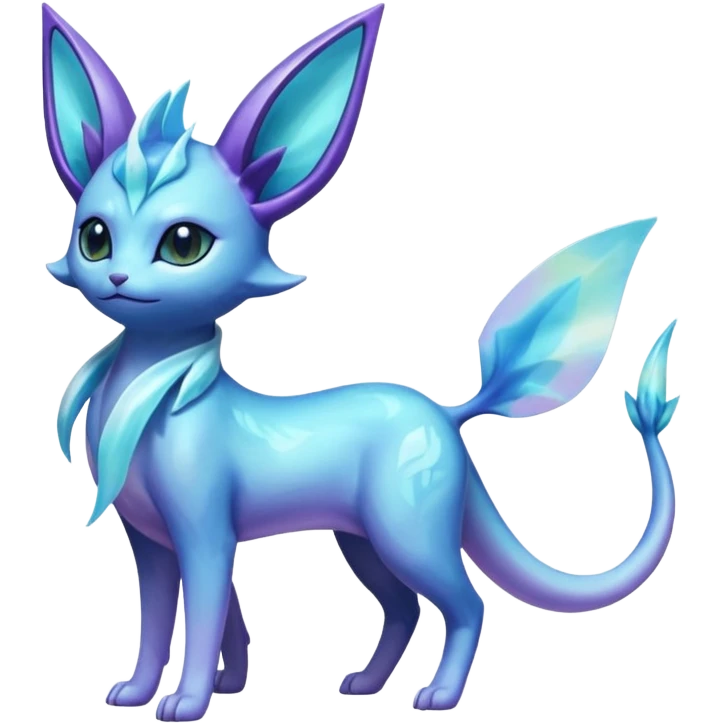 Shiny Nebulae Espeon-Lumineon-Vaporeon-Amaura-Glaceon-Fakémon-hybrid-creature (full body)  emoji
