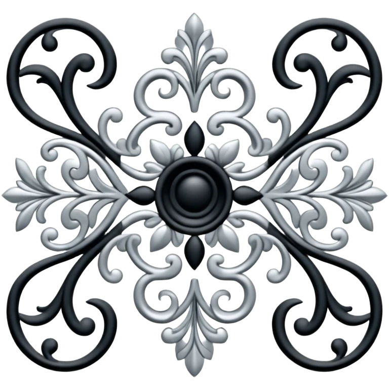 Black and silver filigree page divider, 3D, extremely detailed design emoji