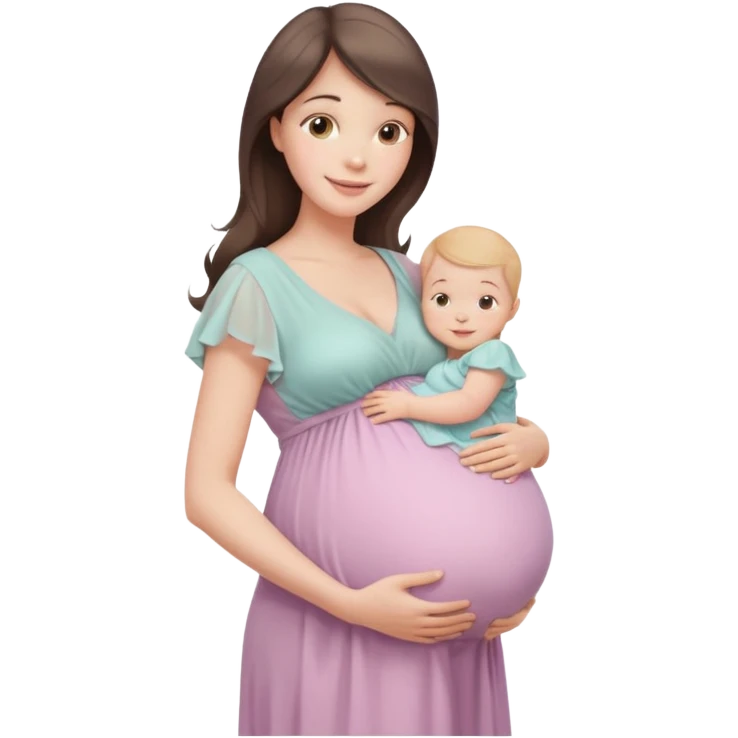 A beautiful pregnant woman standing in soft natural light near a window, gently holding her baby bump, wearing a flowing pastel dress, warm smile, cinematic photography, shallow depth of field, high resolution, soft tones, professional maternity photoshoot
 emoji