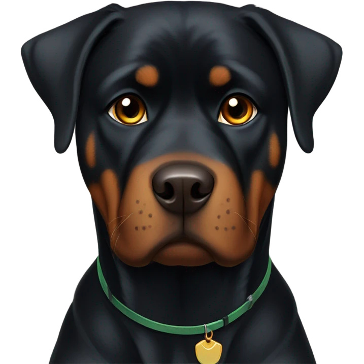 adult rottweiler male with brown eyes. dark green collar emoji