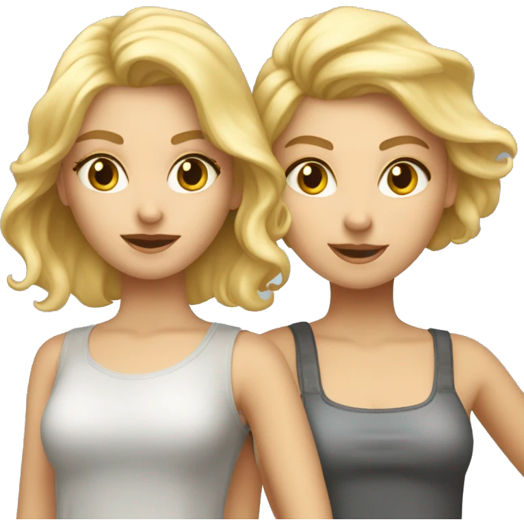 Deux filles qui s’embrassent une blonde cheveux court et une brume cheveux courts  emoji