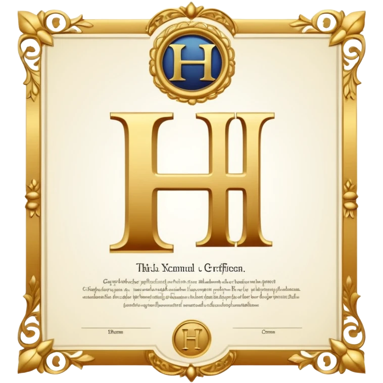 certificate with the letter H inside emoji