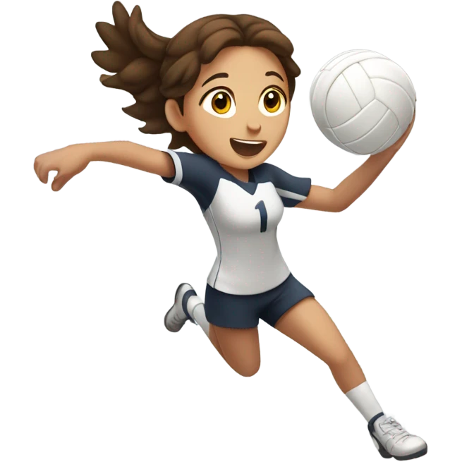 A girl with brown hair playing volleyball  emoji