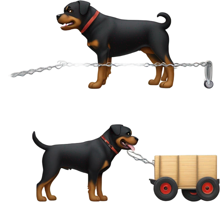 Rottweiler pulling a trailer  emoji