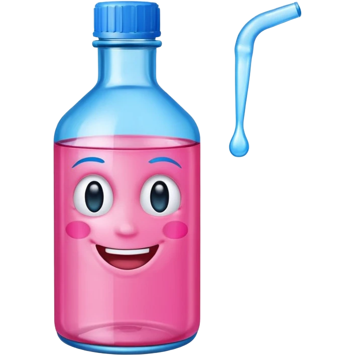 Smiling winking oil bottle pink blue top  emoji