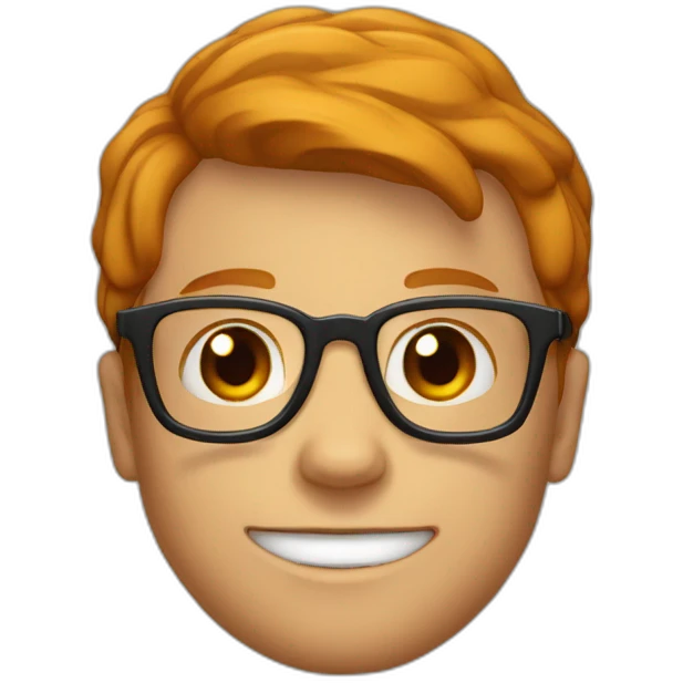 Garçon roux avec des lunettes emoji