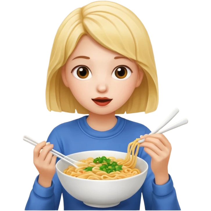 Girl eating noodles emoji