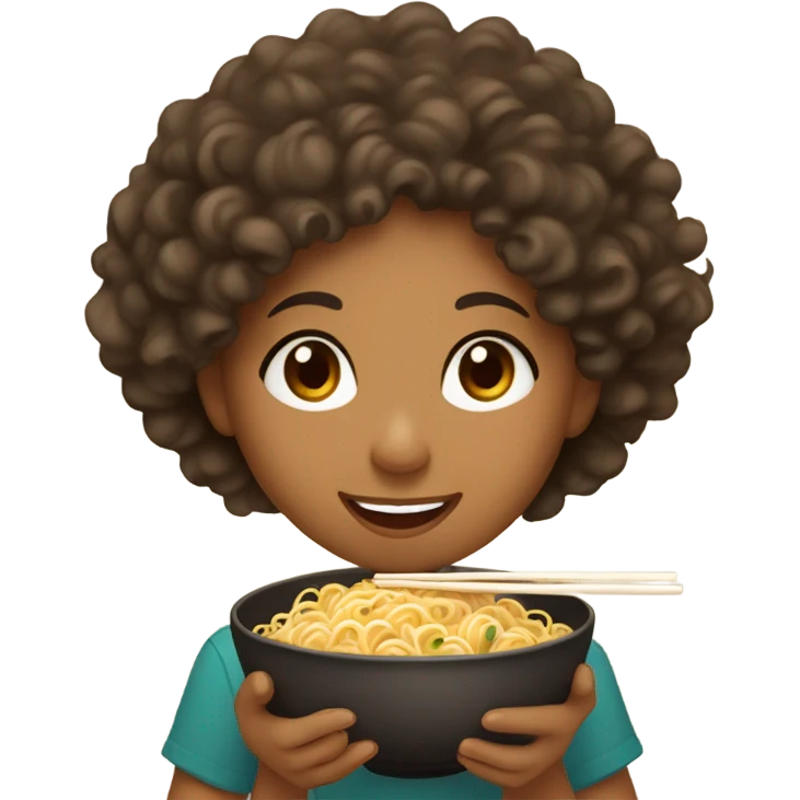 A obese brown girl eating ramen  emoji