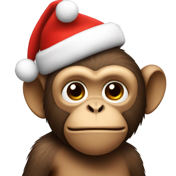 monkey wearing a christmas hat emoji