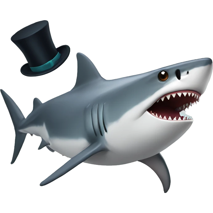 Shark with a top hat emoji