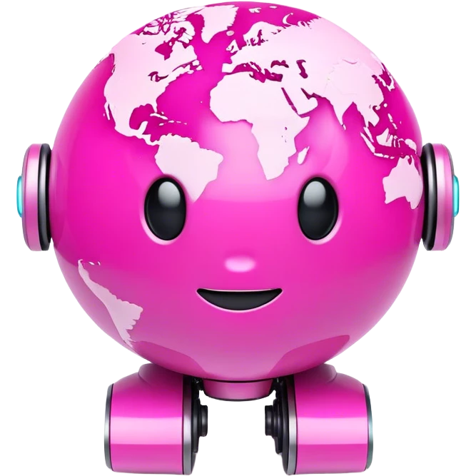 pink 3d robotic earth  emoji