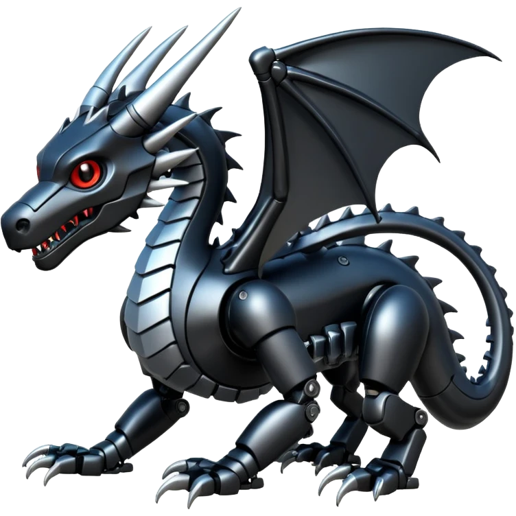 black robotic dragon emoji