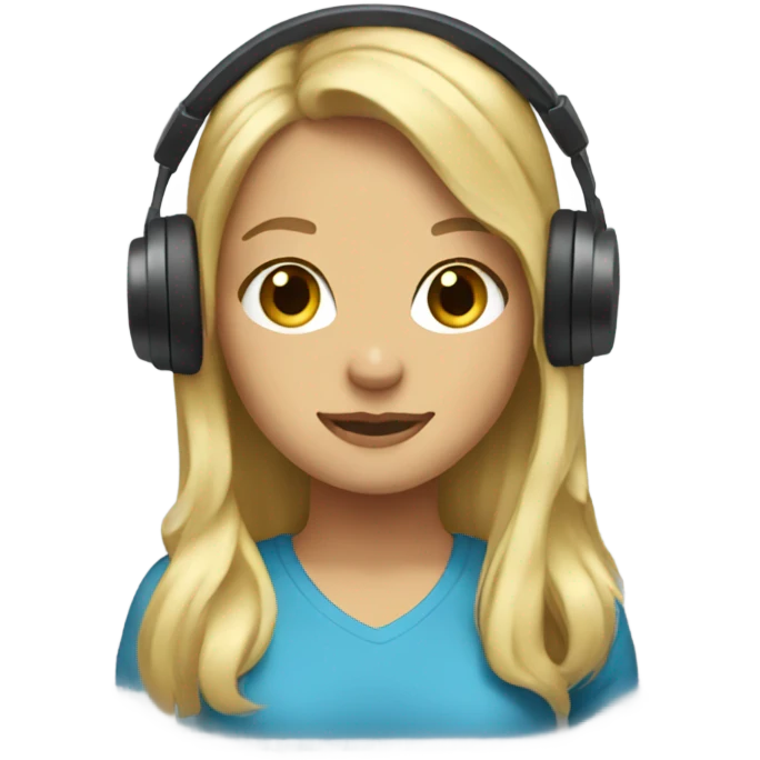 A blonde-haired girl with headphones on her head emoji