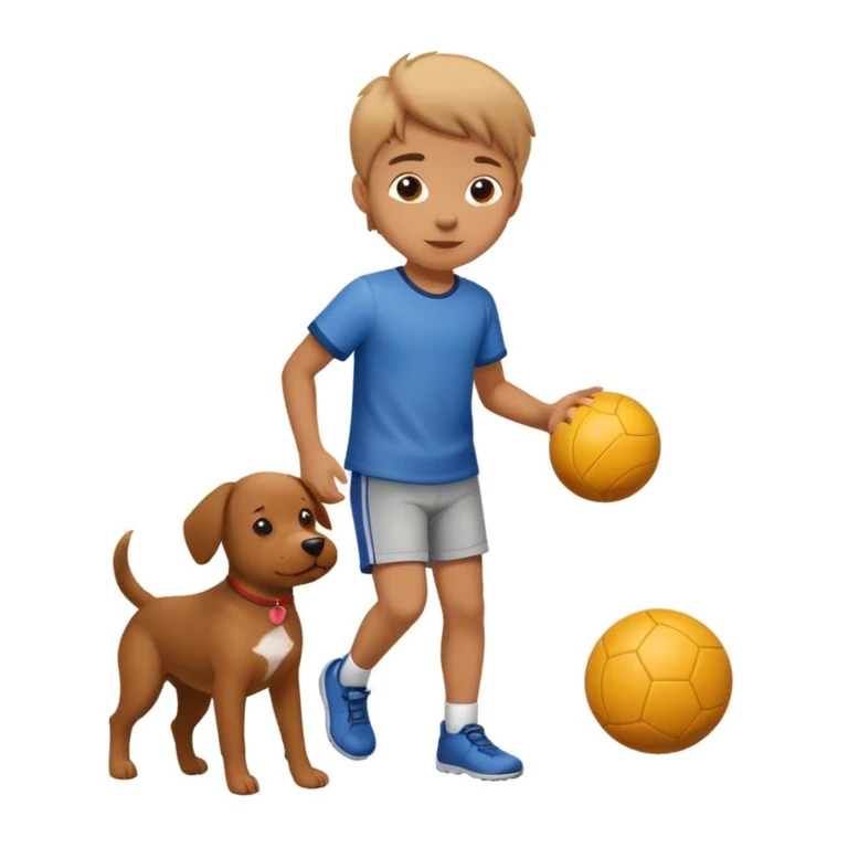 kid and dog playing with ball emoji