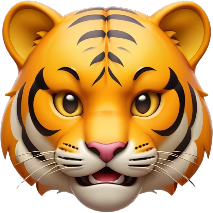 Cinematic Comical Tiger Portrait Emoji, Head tilted dramatically with an exaggeratedly shocked expression, featuring a sleek, muscular build with wide, comically expressive eyes full of humorous disbelief, Simplified yet hilariously expressive features, highly detailed, glowing with a slightly sassy wild glow, high shine, dramatic yet playful, stylized with an air of quirky feline attitude, soft glowing outline, capturing the essence of a meme-worthy tiger that looks ready to side-eye its way into viral fame! emoji