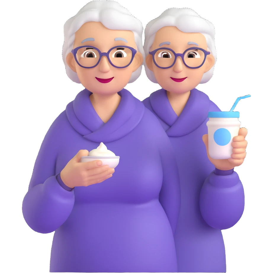 grandmother offering yogurt facing right emoji
