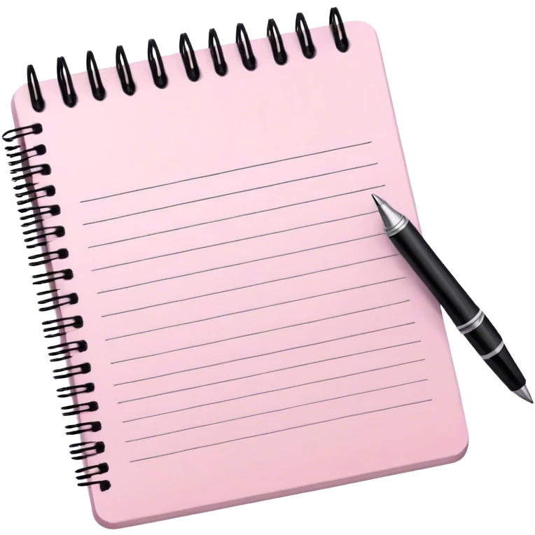 Pale pink notepad with pen emoji