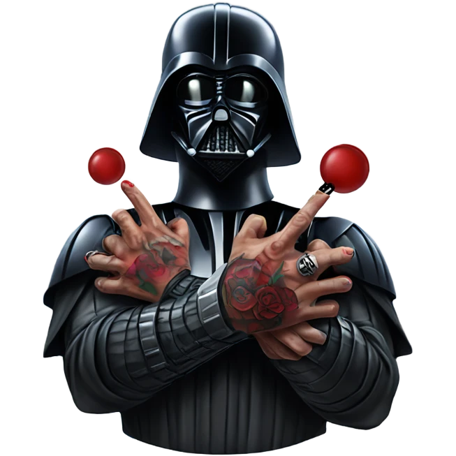 Tattooing darth vader on top of a hand emoji