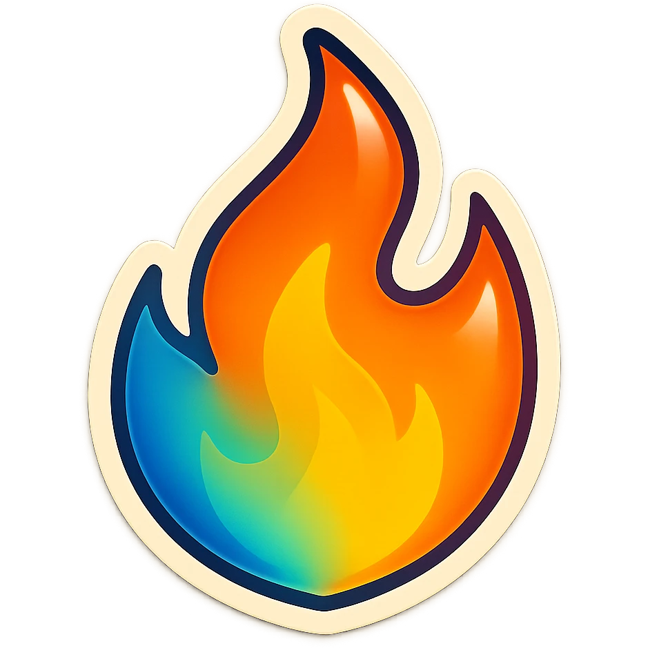 fire streak emoji, playful and modern with blue to orange gradient, vibrant and matching reference image emoji