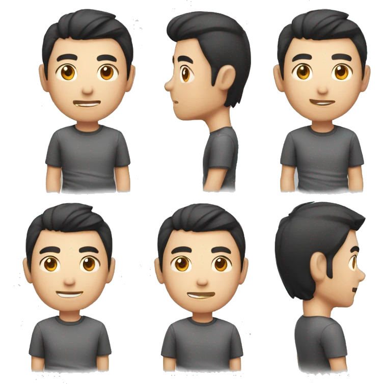 asian man round face slight beard with laptop software developer age 26 emoji