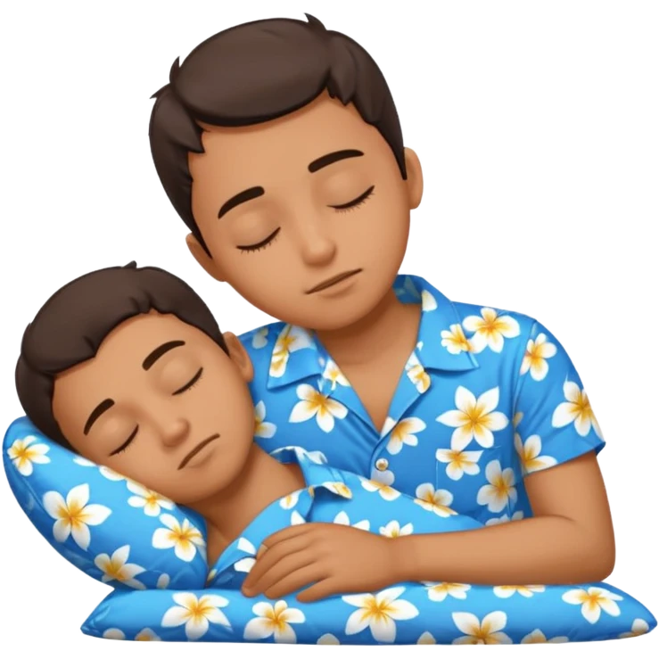 Boy wearing blue Hawaiian shirt sleeping emoji