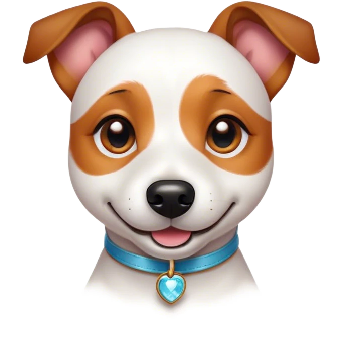 Cinematic Cute Jack Russell Terrier Portrait Emoji, Head tilted playfully and inquisitively, featuring a charming, small yet spirited body with a smooth, glossy coat, round, sparkling eyes full of delightful curiosity, and an endearing, mischievous smile, Simplified yet irresistibly adorable features, highly detailed, glowing with a warm, inviting glow, high shine, affectionate and lively, stylized with a touch of whimsical canine charm, soft glowing outline, capturing the essence of a mischievous yet lovable Jack Russell Terrier that seems as if it could scamper out of the screen into your arms! emoji