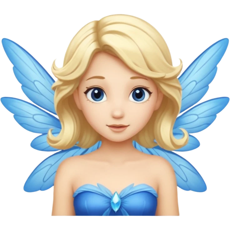 Flying blue fairy with blonde hair emoji