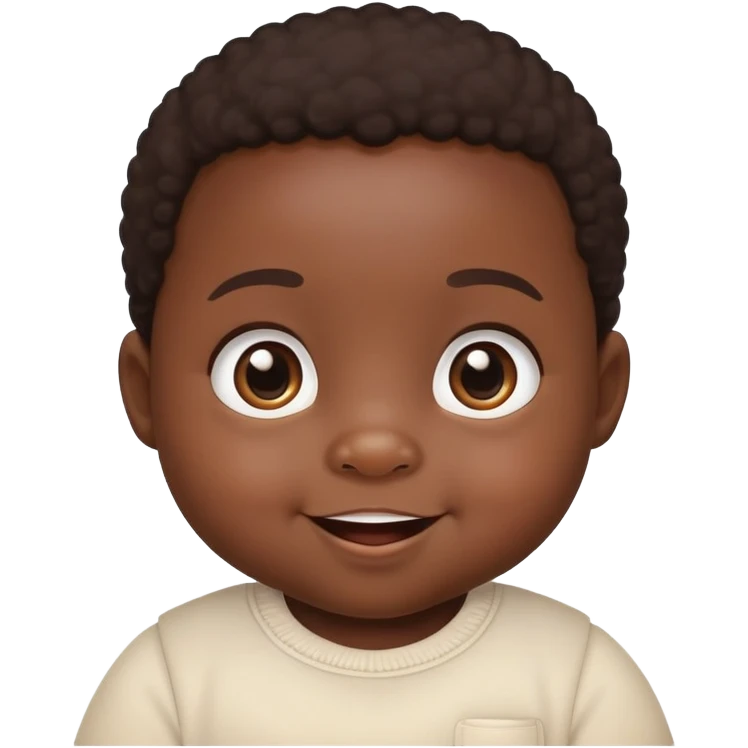 Adorable black baby with chubby cheeks, bright happy smiling eyes, looking intelligent and curious emoji