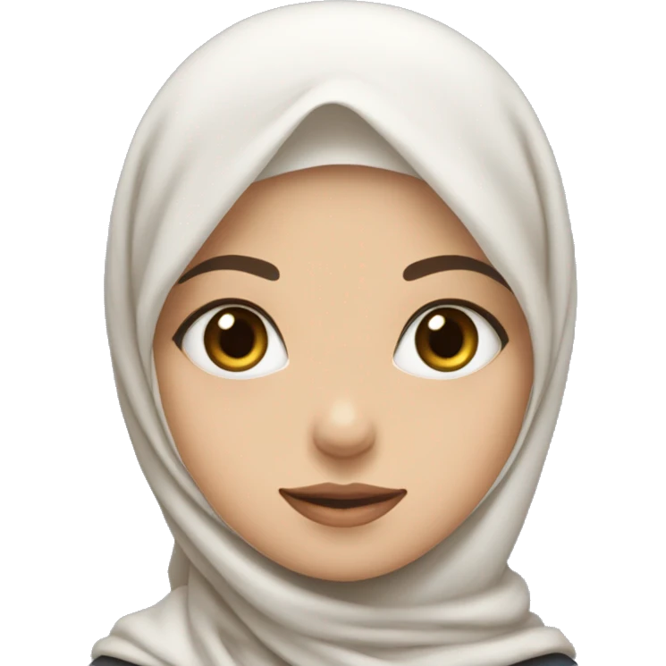 fille avec hijab, un teint claire et un chat blanc au yeux bleu emoji